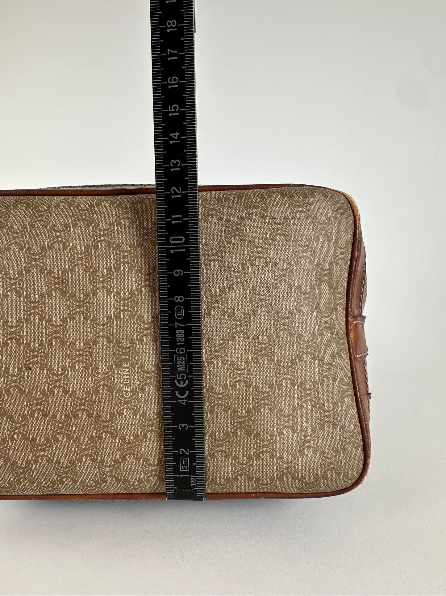 Vintage Celine Macadam Bucket Bag Beige Canvas