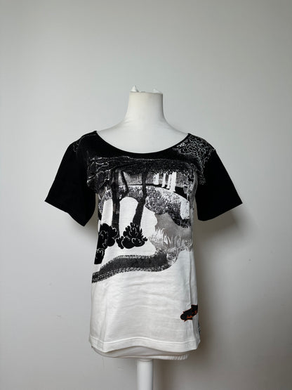 Vintage Chloé Logo Cotton T-Shirt Black White L