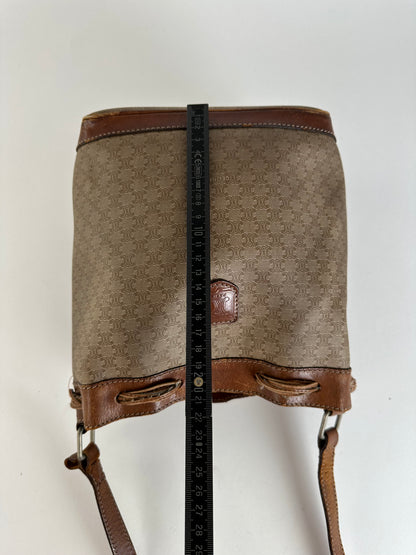 Vintage Celine Macadam Bucket Bag Beige Canvas