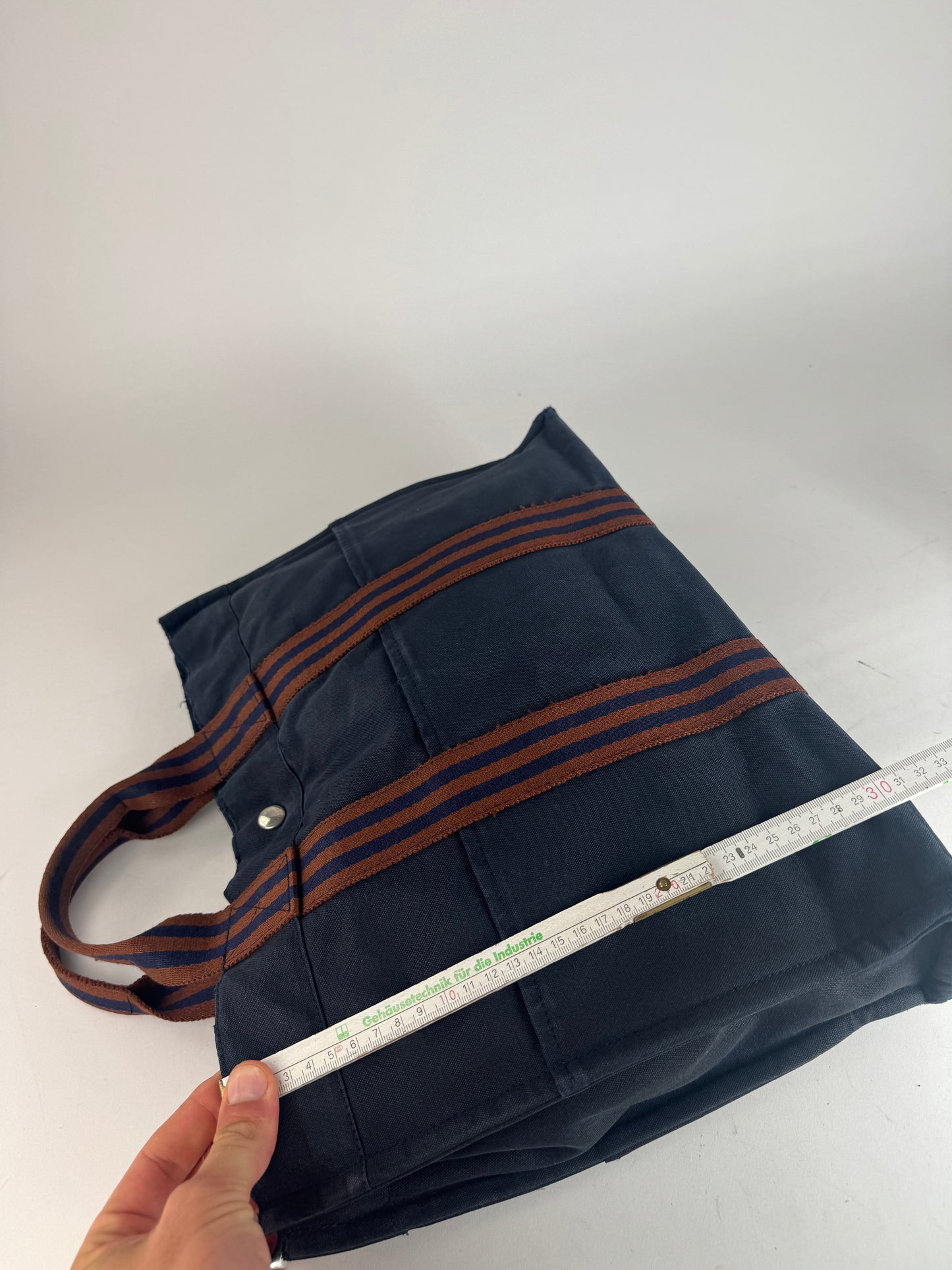 Vintage Hermes Canvas Tote Bag Navy Red