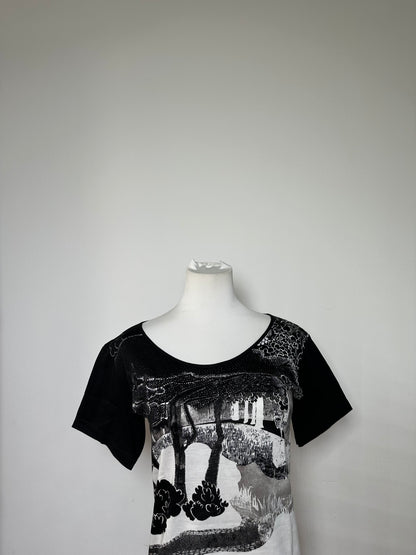 Vintage Chloé Logo Cotton T-Shirt Black White L