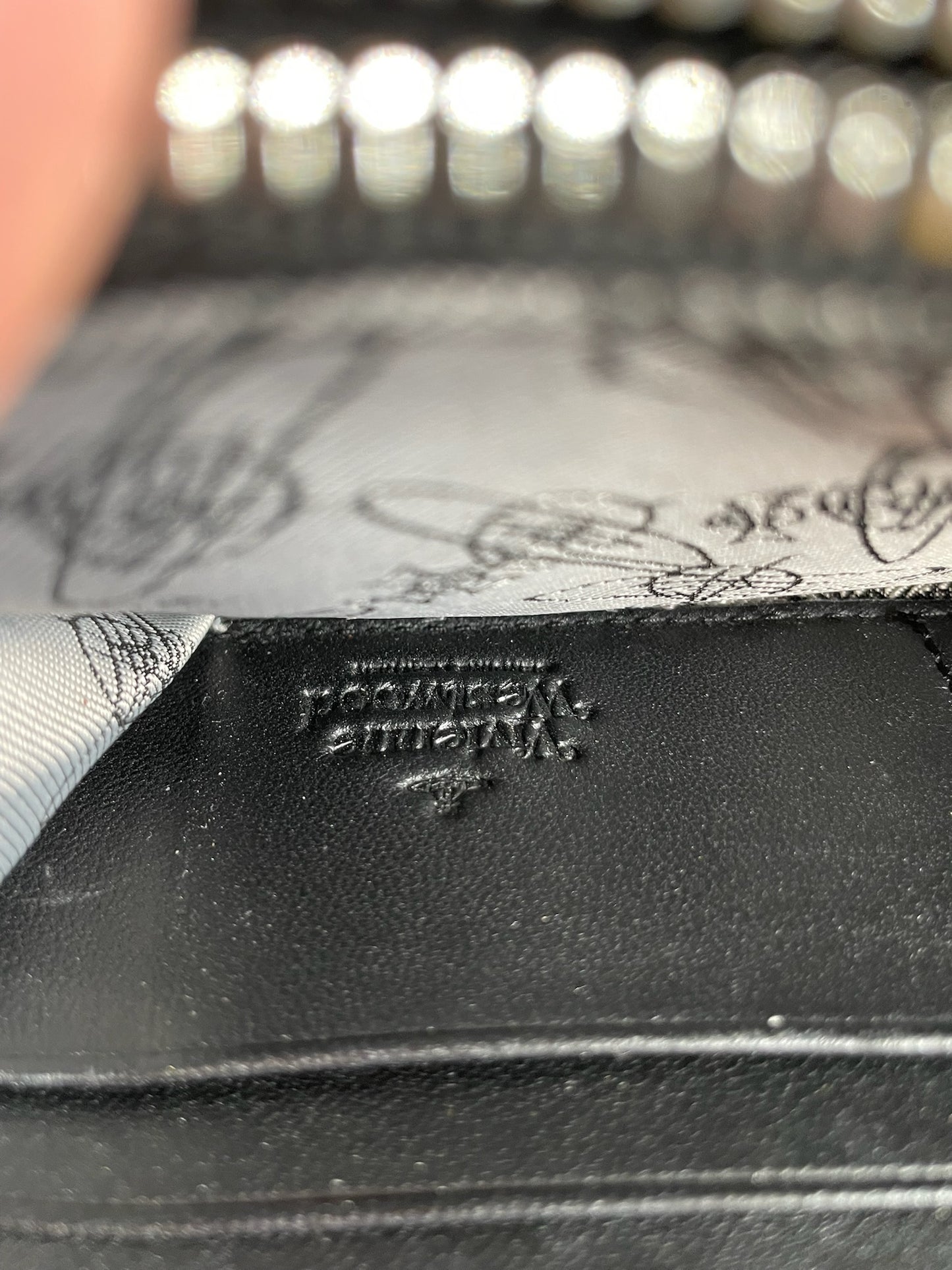 Vintage Vivienne Westwood Leather Zip Wallet Black Silver