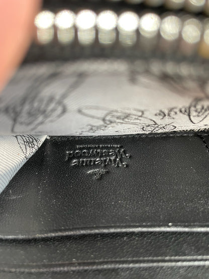 Vintage Vivienne Westwood Leather Zip Wallet Black Silver