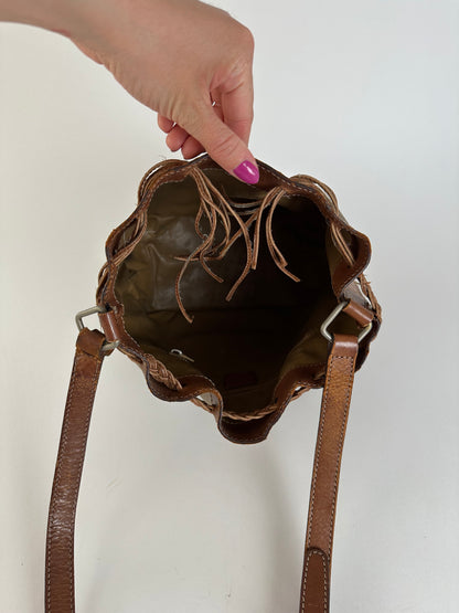 Vintage Celine Macadam Bucket Bag Beige Canvas