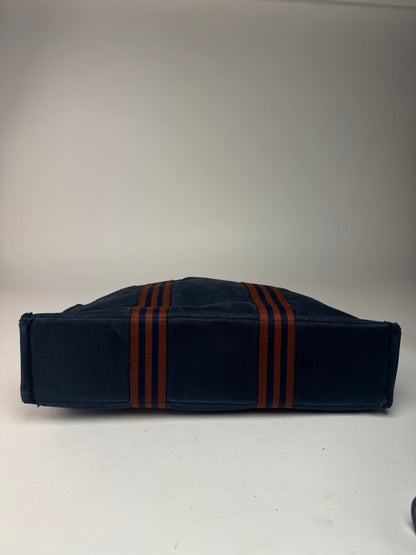 Vintage Hermes Canvas Tote Bag Navy Red