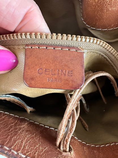 Vintage Celine Macadam Bucket Bag Beige Canvas