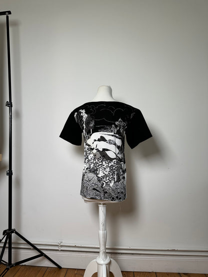 Vintage Chloé Logo Cotton T-Shirt Black White L