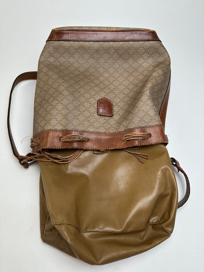 Vintage Celine Macadam Bucket Bag Beige Canvas