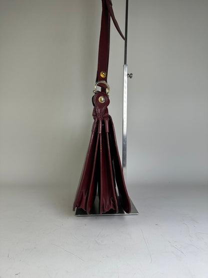 Vintage Cartier Leather Shoulder Bag Burgundy Gold