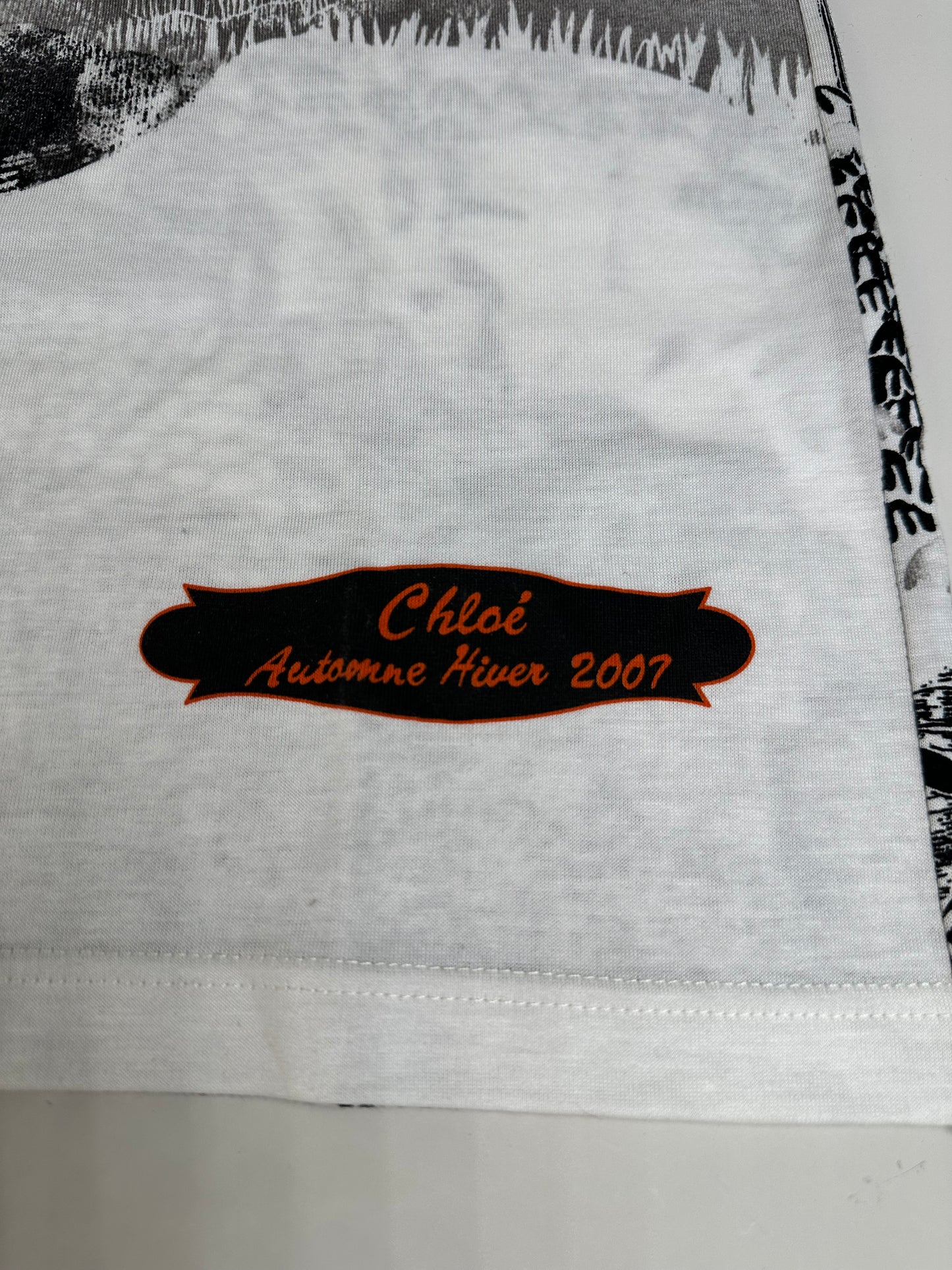 Vintage Chloé Logo Cotton T-Shirt Black White L