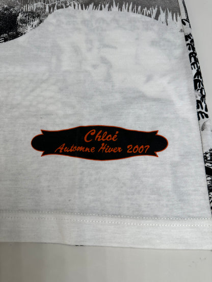 Vintage Chloé Logo Cotton T-Shirt Black White L