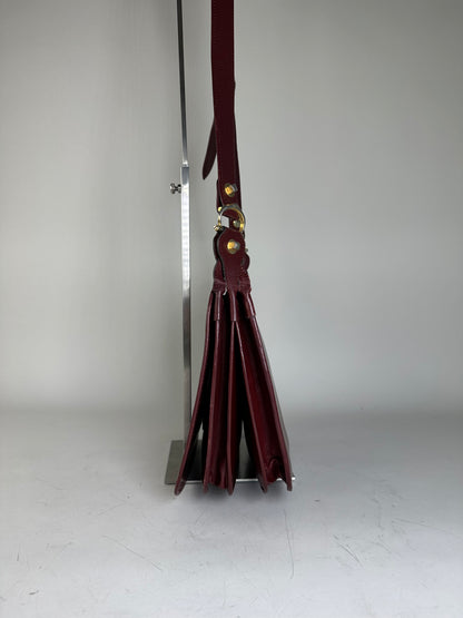 Vintage Cartier Leather Shoulder Bag Burgundy Gold