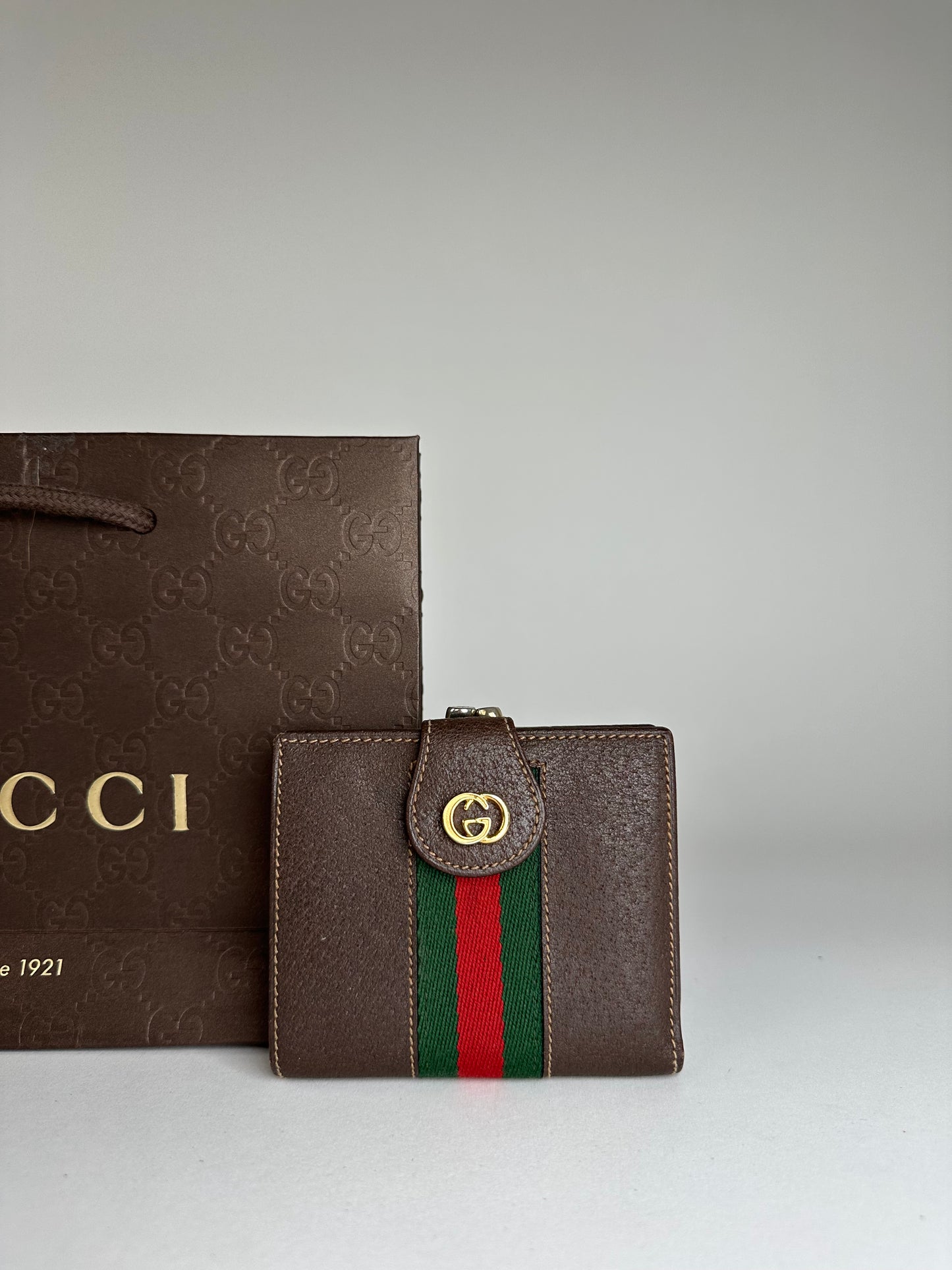 Vintage Gucci Bifold Wallet Brown Leather