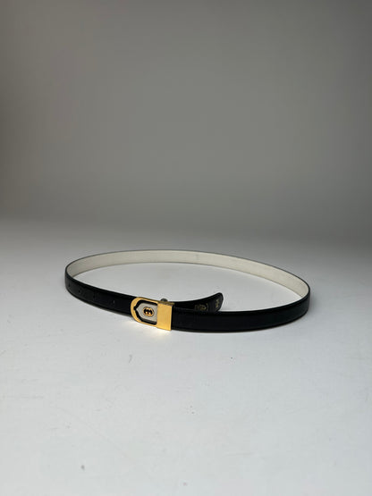 Vintage Gucci GG Leather Belt Black