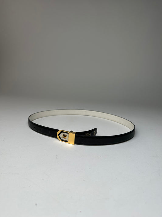 Vintage Gucci GG Leather Belt Black