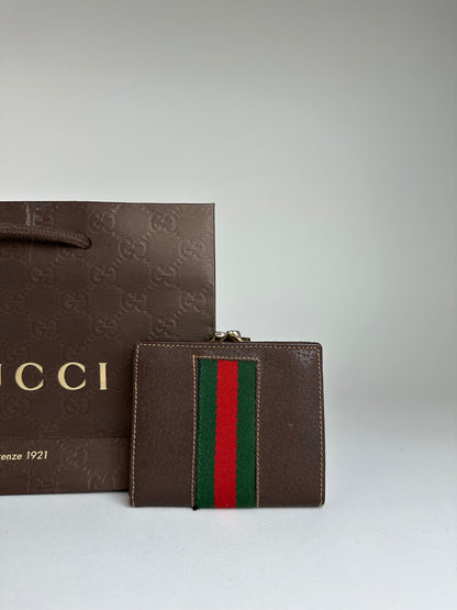 Vintage Gucci Bifold Wallet Brown Leather