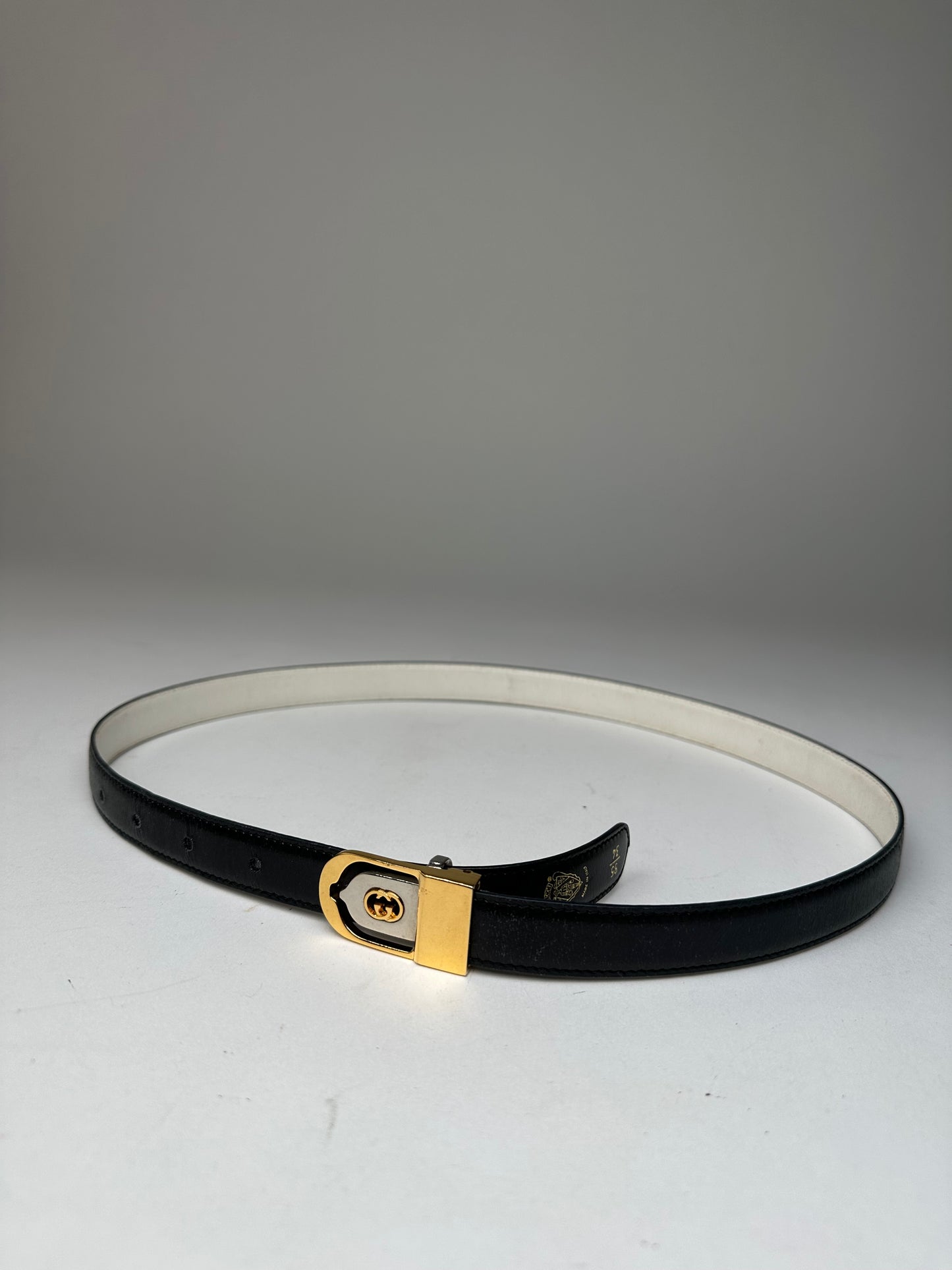 Vintage Gucci GG Leather Belt Black