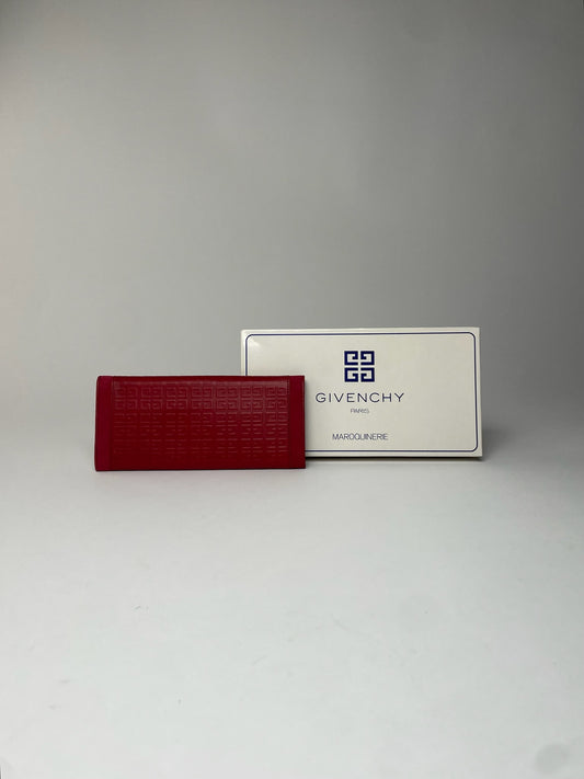 Vintage Givenchy Monogram Leather Long Etui Red