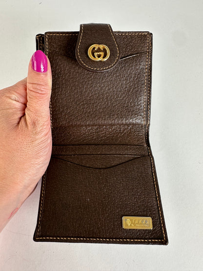 Vintage Gucci Bifold Wallet Brown Leather