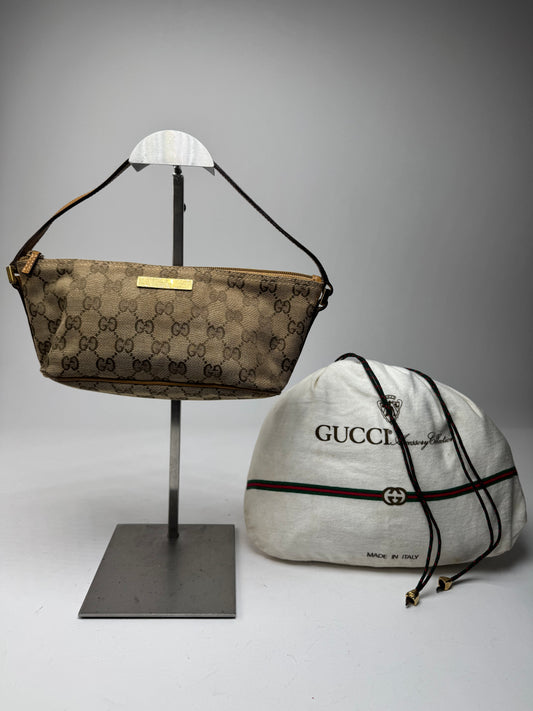 Vintage Gucci Monogram Bag Beige Brown