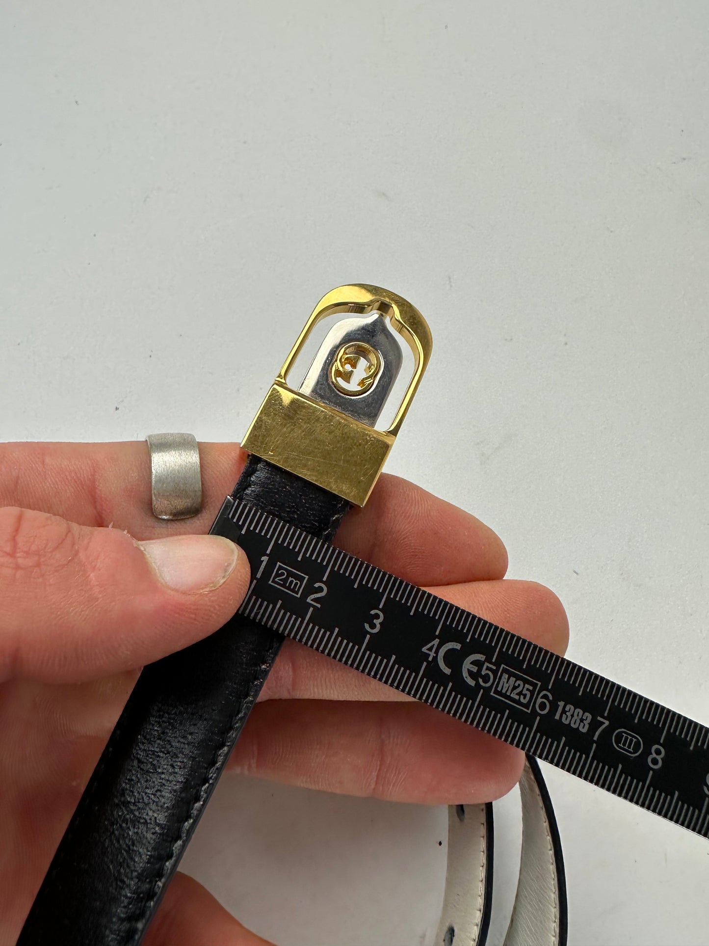 Vintage Gucci GG Leather Belt Black