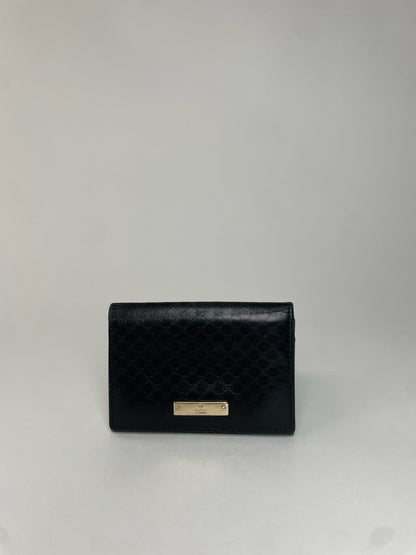 Vintage Gucci Monogram Leather Card Holder Black