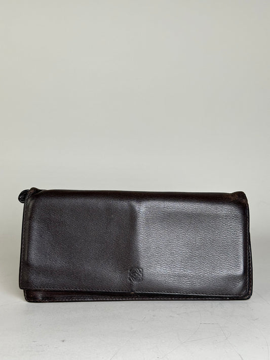 Vintage Loewe Leather Long Wallet Black
