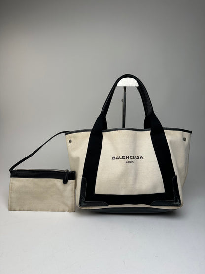 Vintage Balenciaga Tote Bag Black White