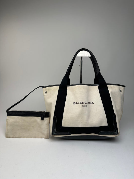 Vintage Balenciaga Tote Bag Black White