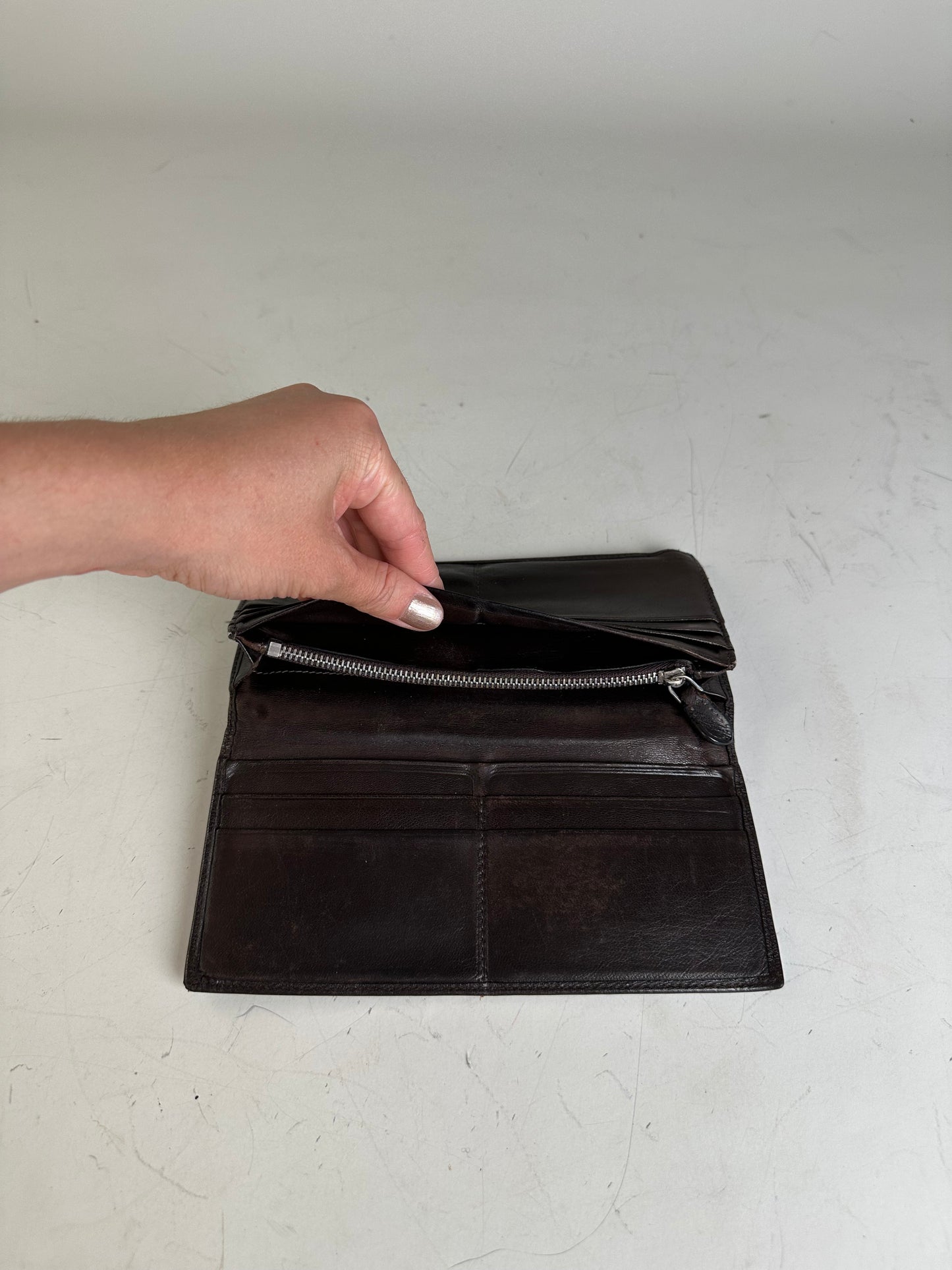 Vintage Loewe Leather Long Wallet Black