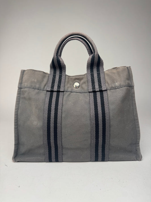 Vintage Hermes Mini Tote Bag Grey black