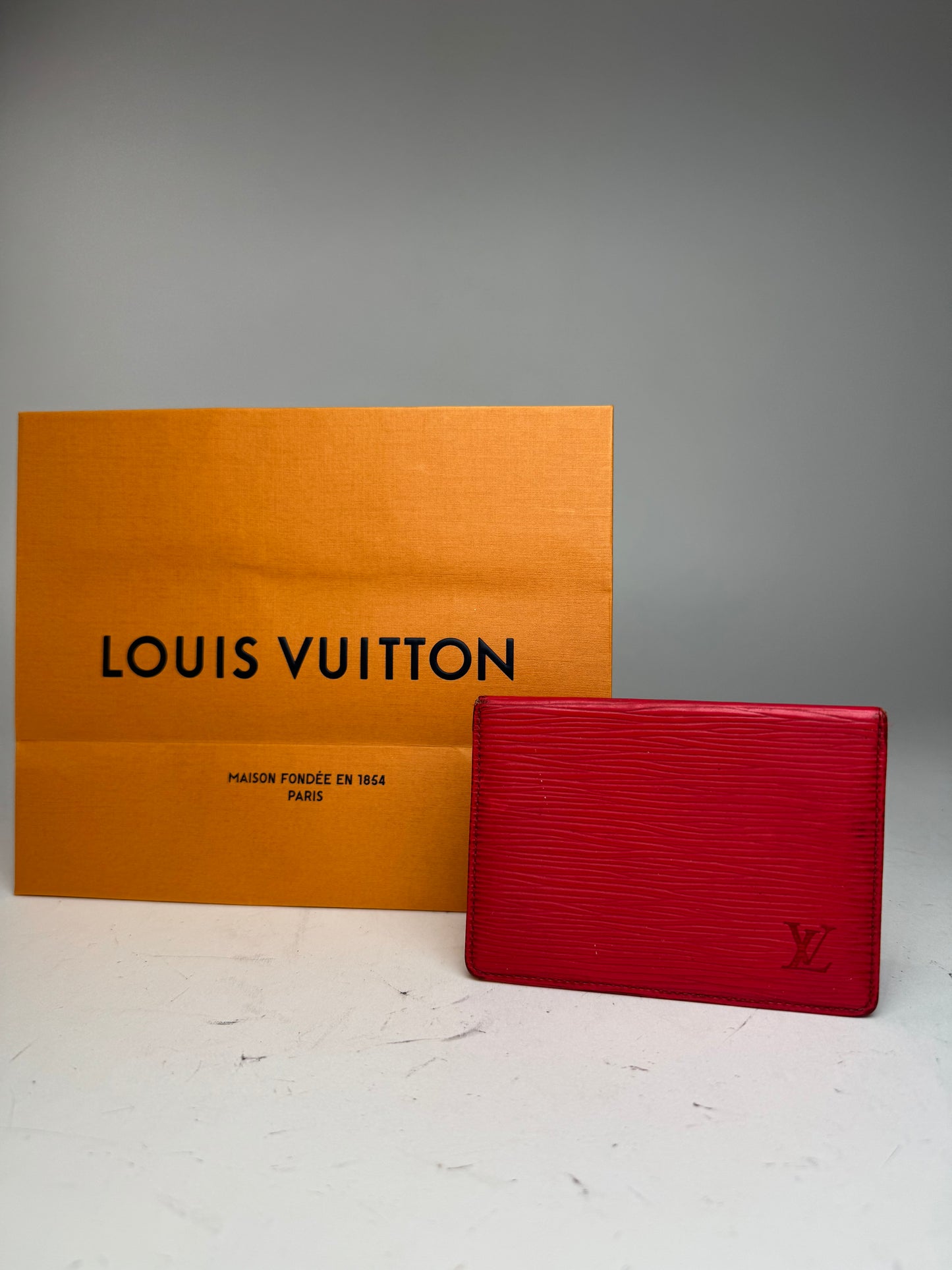 Vintage Louis Vuitton EPI Leather Card Holder red