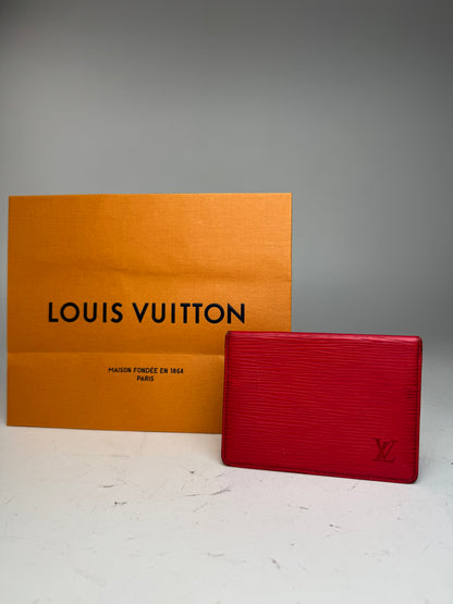 Vintage Louis Vuitton EPI Leather Card Holder red
