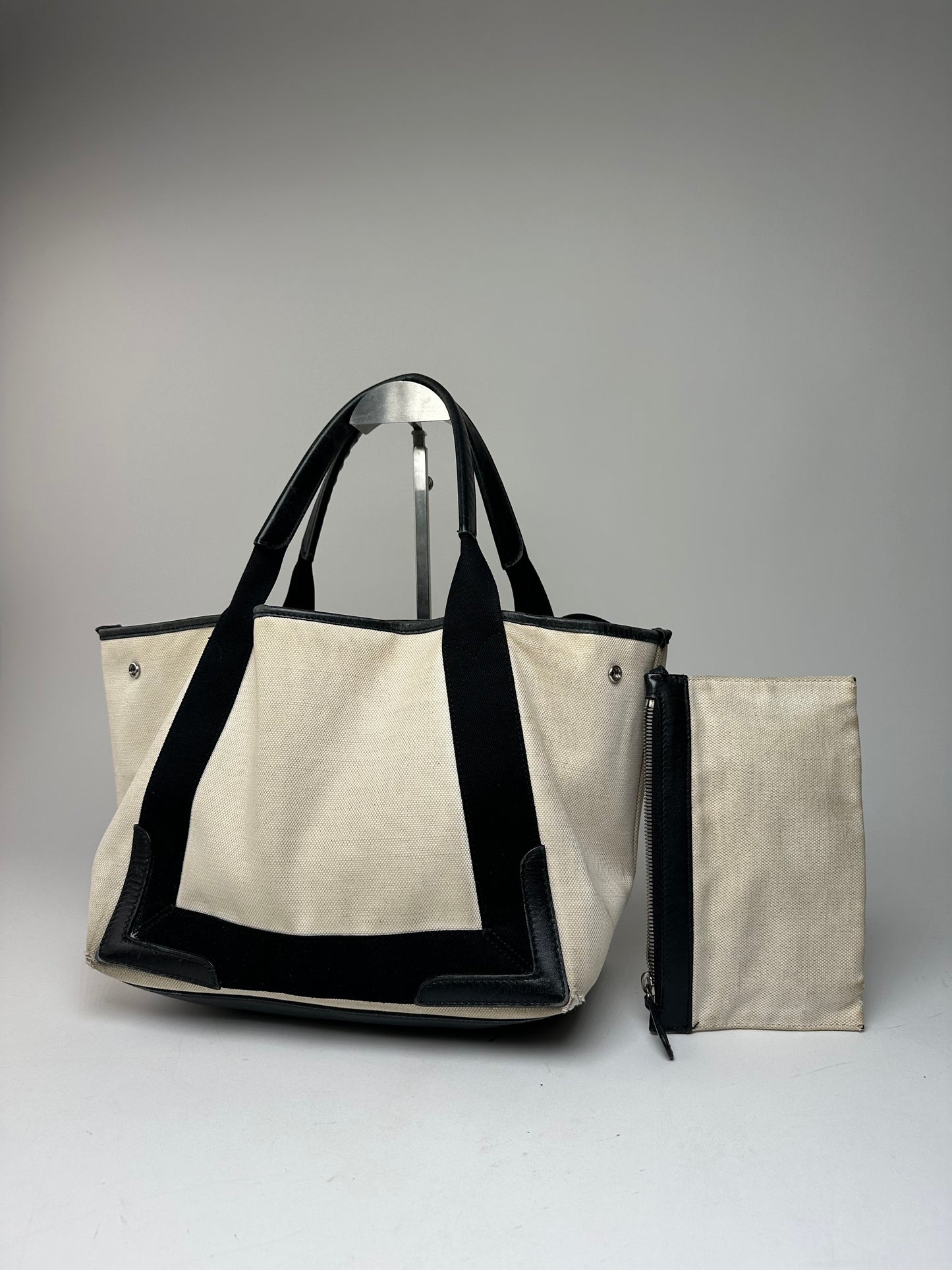 Vintage Balenciaga Tote Bag Black White