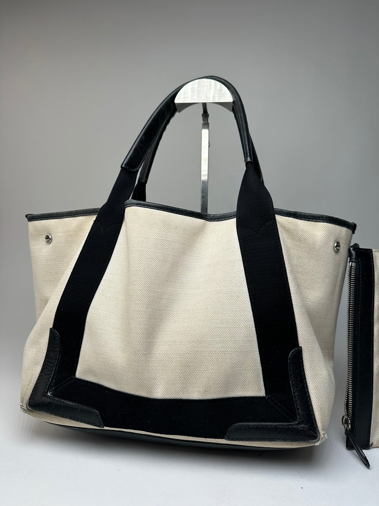 Vintage Balenciaga Tote Bag Black White