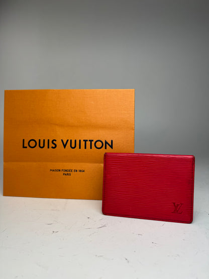 Vintage Louis Vuitton EPI Leather Card Holder red
