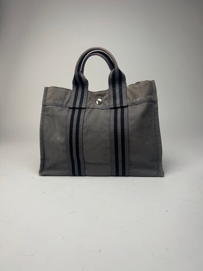 Vintage Hermes Mini Tote Bag Grey black