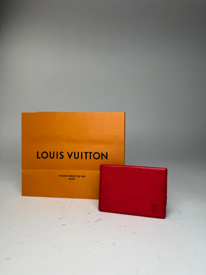 Vintage Louis Vuitton EPI Leather Card Holder red
