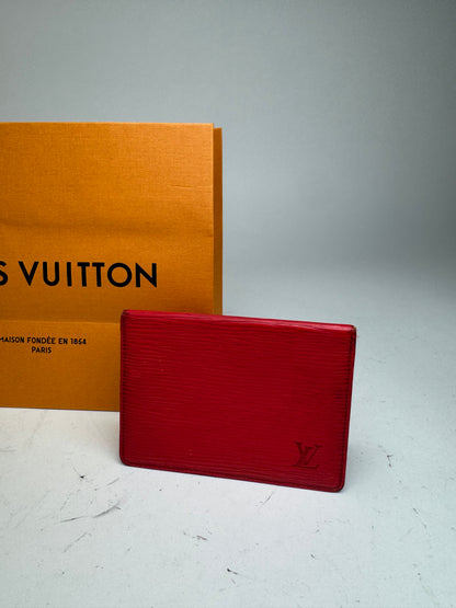 Vintage Louis Vuitton EPI Leather Card Holder red