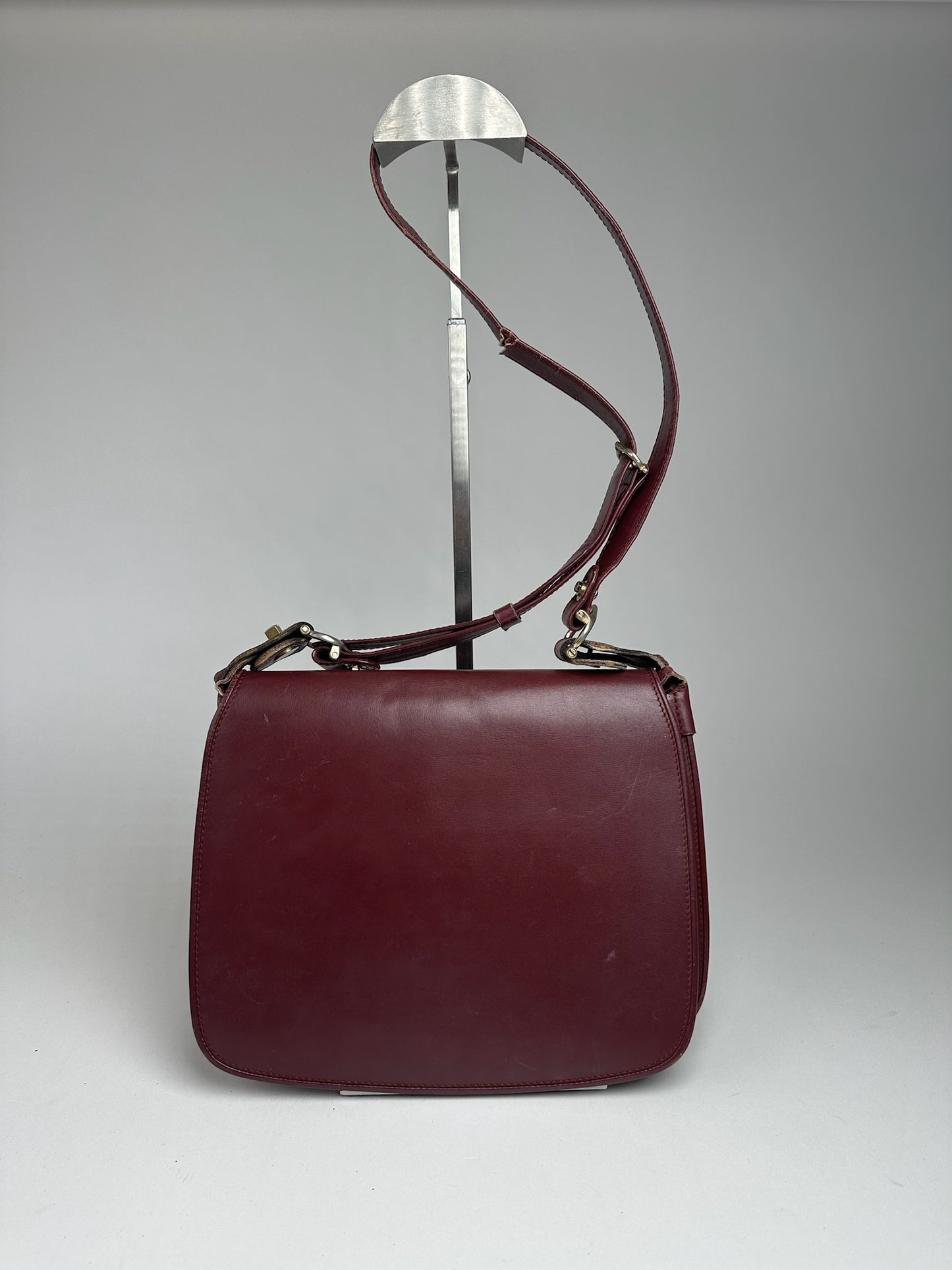 Vintage Cartier leather shoulder bag burgundy