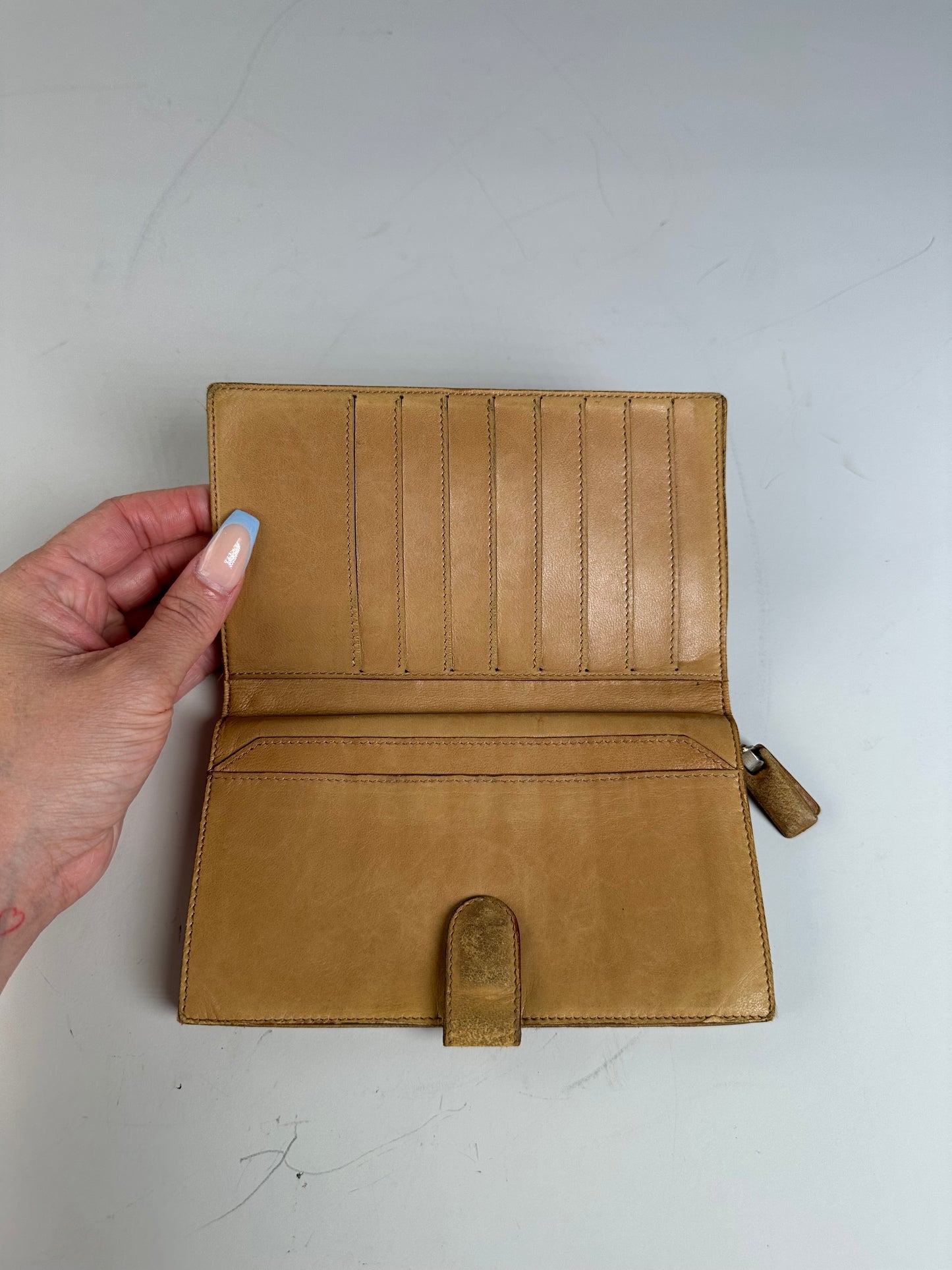 Vintage Bottega Veneta Intrecciato Woven Leather Wallet Gold