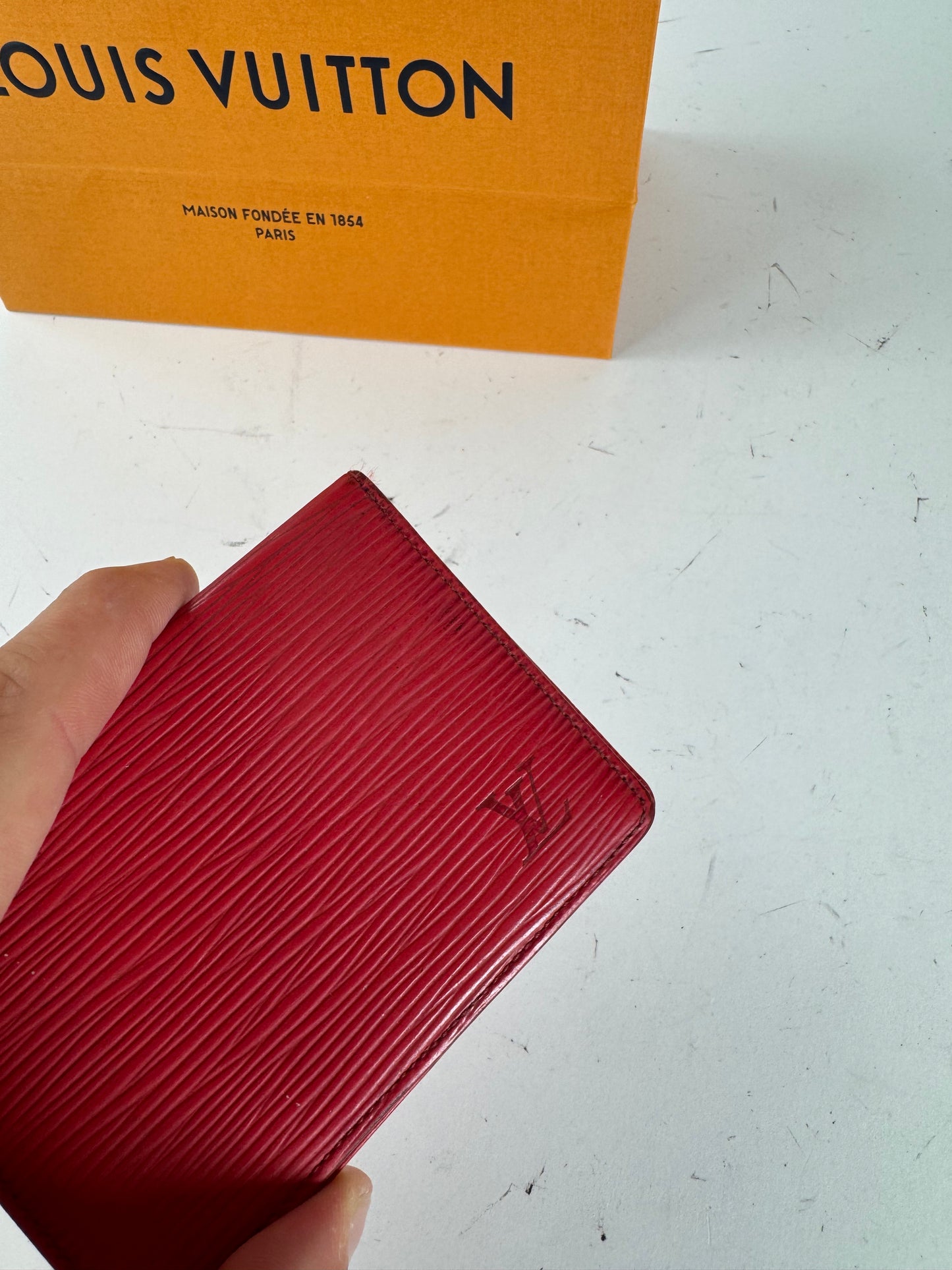 Vintage Louis Vuitton EPI Leather Card Holder red