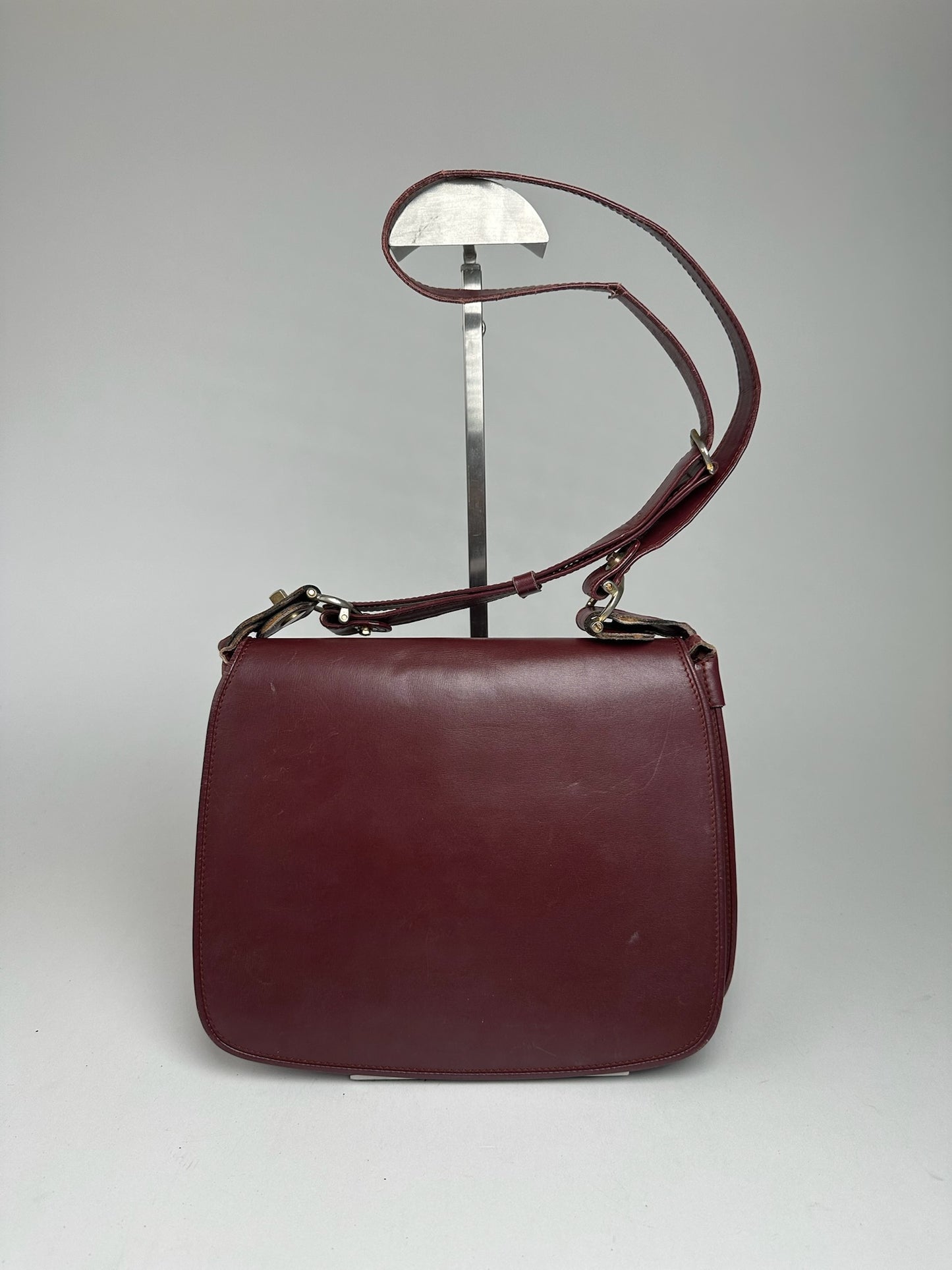 Vintage Cartier leather shoulder bag burgundy