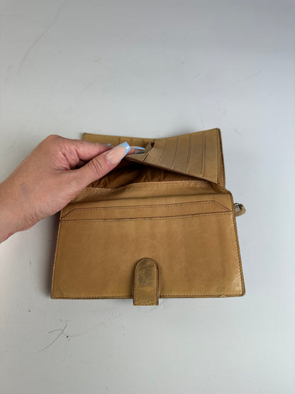 Vintage Bottega Veneta Intrecciato Woven Leather Wallet Gold