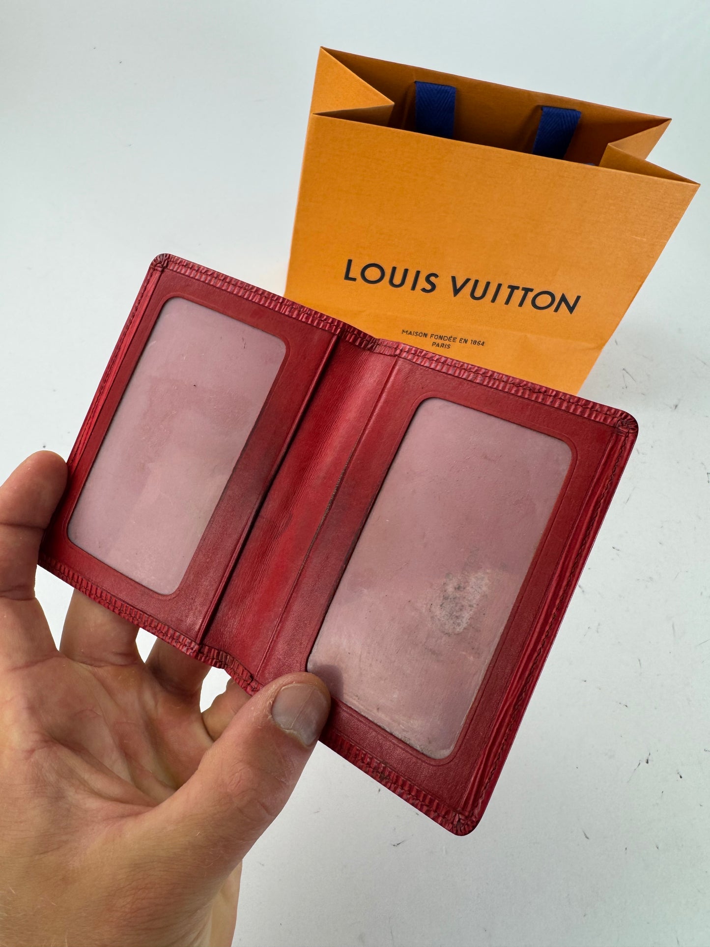 Vintage Louis Vuitton EPI Leather Card Holder red