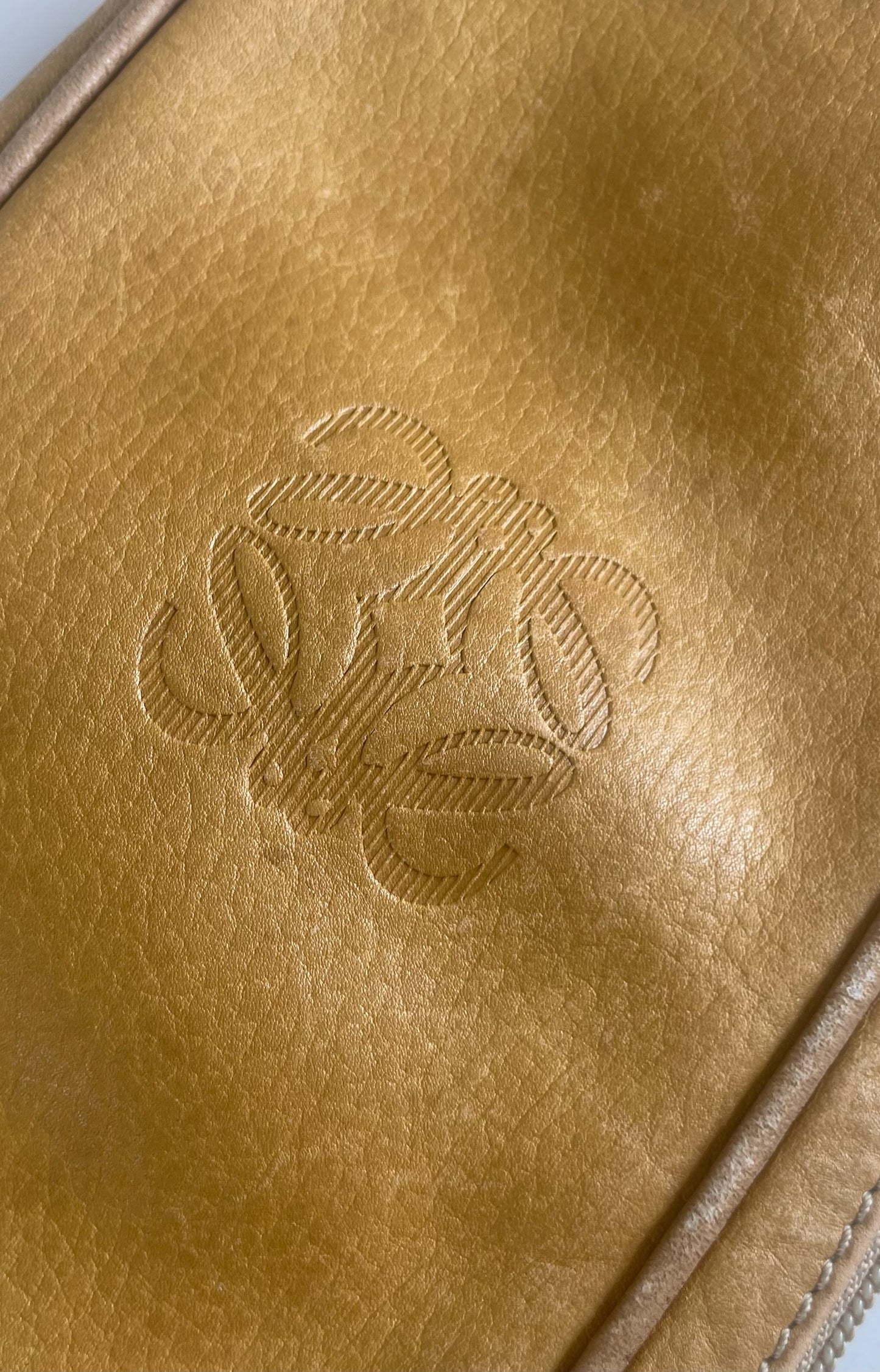 Vintage Loewe Madrid Anagram Leather Shoulder Bag Yellow