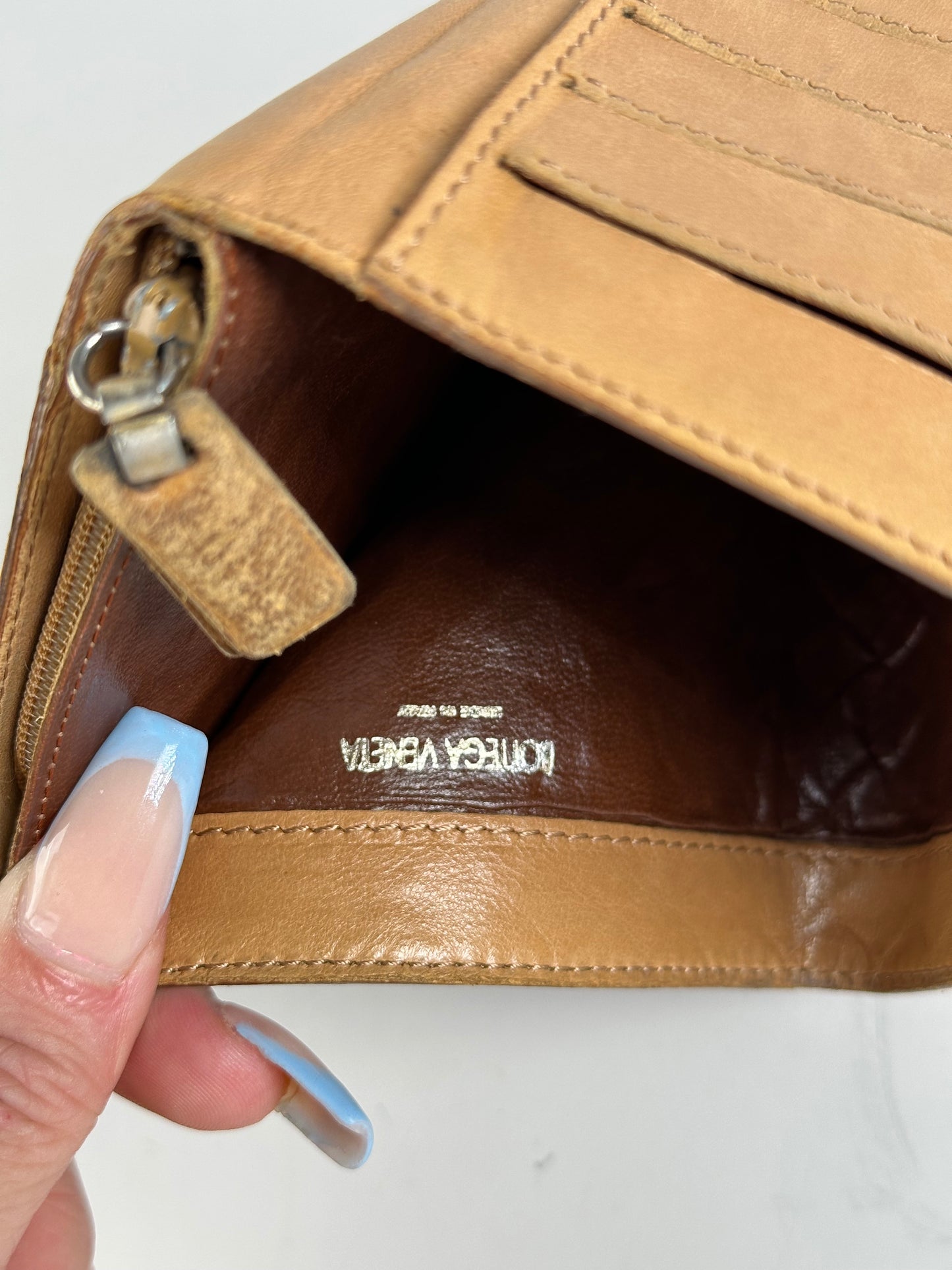 Vintage Bottega Veneta Intrecciato Woven Leather Wallet Gold