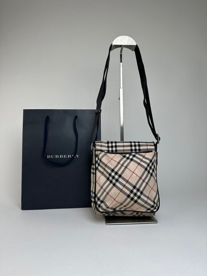 Vintage Burberry Nova Check Crossbody Bag Beige