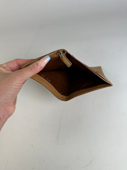 Vintage Bottega Veneta Intrecciato Woven Leather Wallet Gold