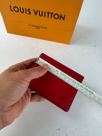 Vintage Louis Vuitton EPI Leather Card Holder red